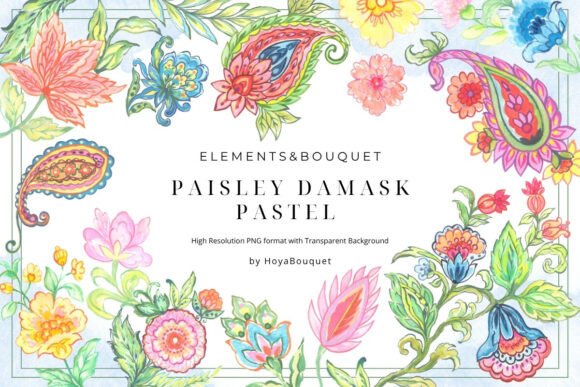 Download Paisley Damask Pastel Elements&amp;bouquet - Pastel elements Collection