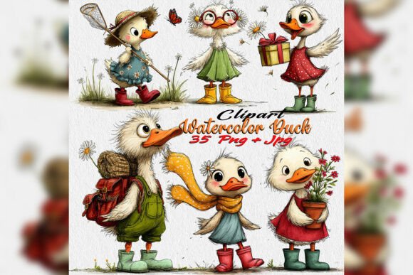 Download Watercolor Duck PNG Clipart Spring Tea P - Premium Resources