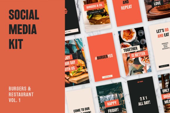Download Burger &amp; Restaurant Social Media Kit - Restaurant Collection